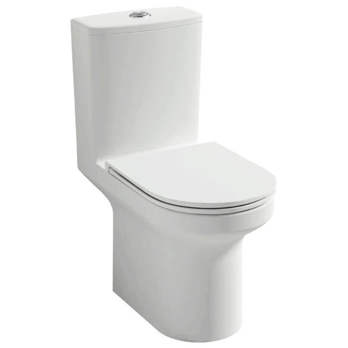 Pack WC au sol sans bride Elite 3/6L, abattant extraplat fermeture douce, Blanc