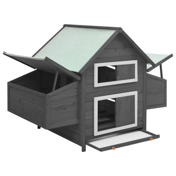 Meilleurs prix pour LEXLIFE Poulailler 2 à 4 Poules, Cage à Lapins ou Rongeurs en Bois de sapin massif - 152 x 96 x 110 cm - Gris et blanc
