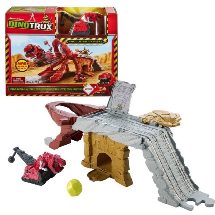 Dino Trux Dinotrux Jeu Chantier de Construction avec Vehicule Ty Rux Cdiscount Jeux Jouets