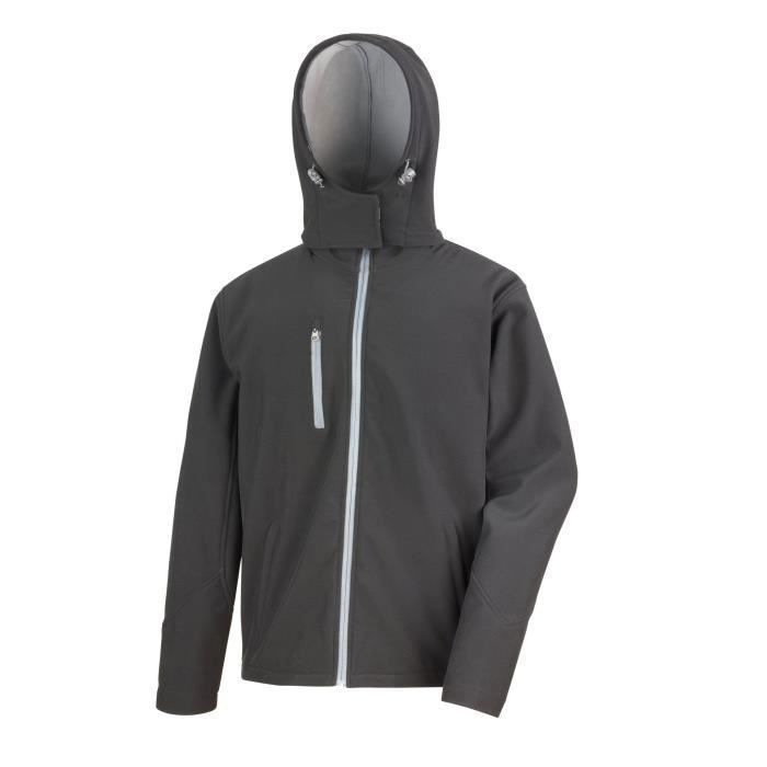 Veste softshell homme - RESULT - à capuche - Respirant - Bleu marine - 93% polyester