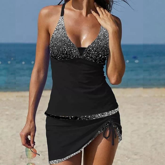 Maillot de bain femme Noir Imprime floral Controle du ventre Noir Cdiscount Pret a Porter