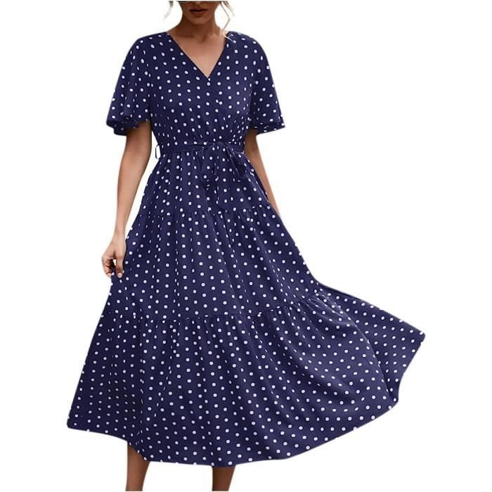 Robe Femmes Chic Et Elegant D?�contract?�e Impression En Chiffon bleu Bleu - Cdiscount Pr??t-?�-Porter