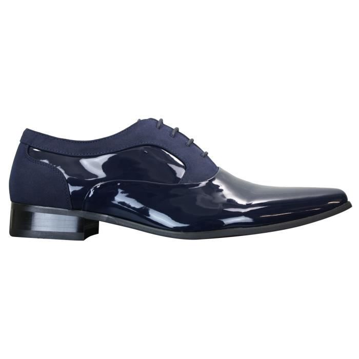 Chaussures à lacets vernies brillantes designer italien chic simili daim homme Chaussures à lacets vernies brillantes designer italien chic simili daim homme