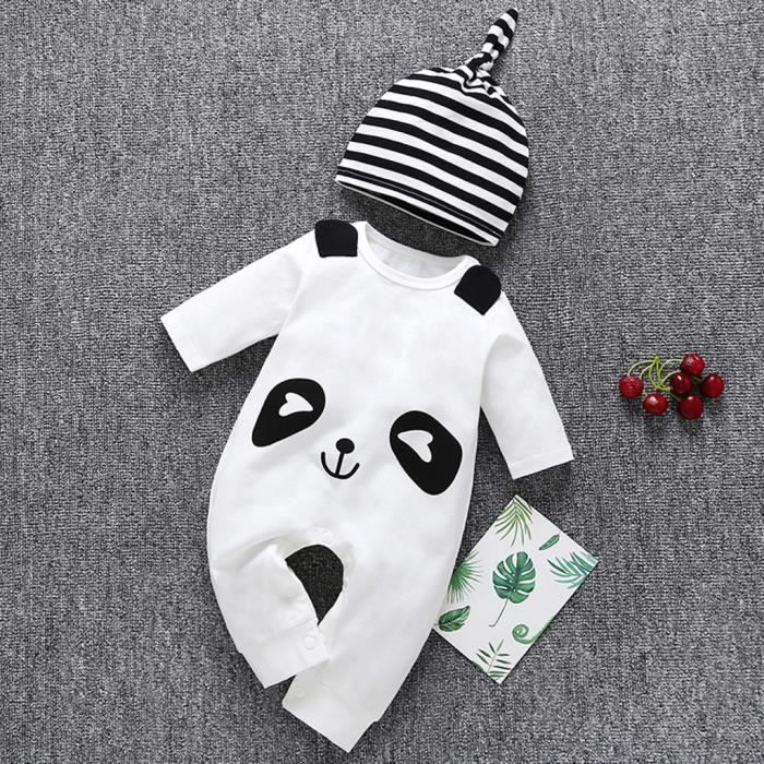 Bebe Tout Petit Bebe Panda Cartoon Chapeau Jumpsuit Romper Vetements Blanc Blanc Achat Vente Ensemble De Vetements Cdiscount