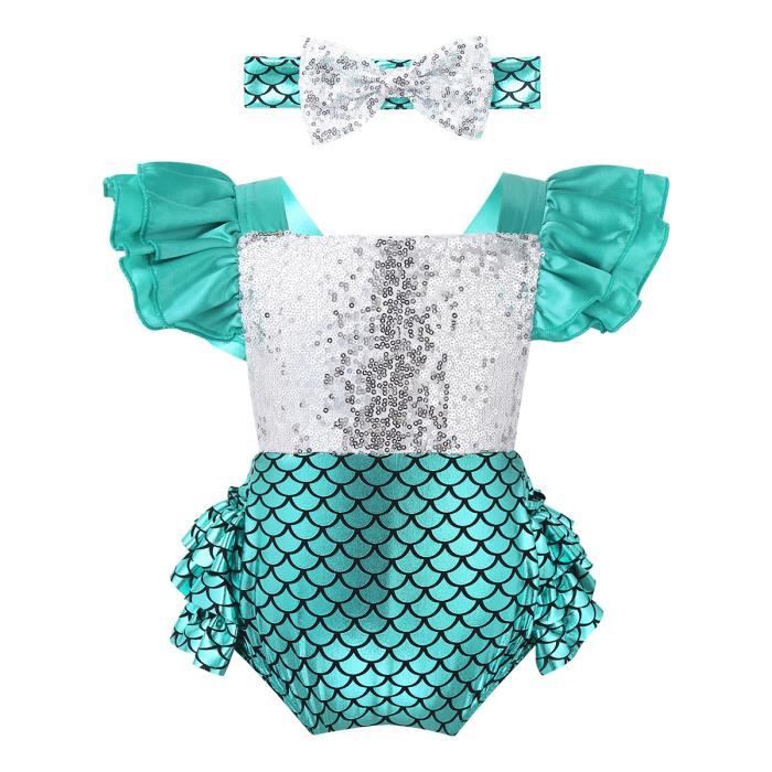 TiaoBug Bébé Fille Déguisement Lutin Noël Elfe Robe Fée Princesse Body Barboteuse Naissance Combinaison Jambière Bandeau Ensemble Fête Costume Carnaval 0-12 Mois Vert & Rouge 3-6 Mois