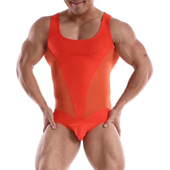 IEFIEL Body Maillot de Bain Homme Justaucorps Sans Manches Extensible Combinaison Natation Jumpsuit Lingerie de Sport S-XL