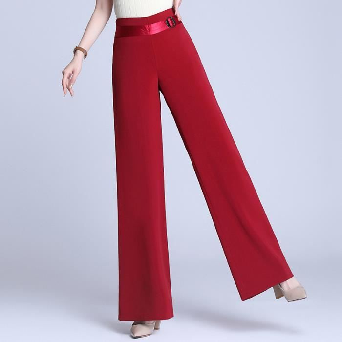 Acheter Pantalon évasé Taille Haute Pour Femmes, Couleur Unie, Serré, élastique, Décontracté