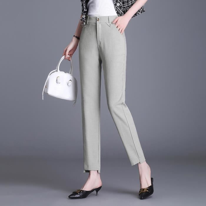 Pantalon Femme Été En Coton Pur - Taille Haute - Confortable Et Léger - Idéal Bureau, Vacances, Look Décontracté