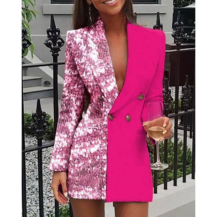Veste Robe Blazer manches longues pour femmes couleur mixte