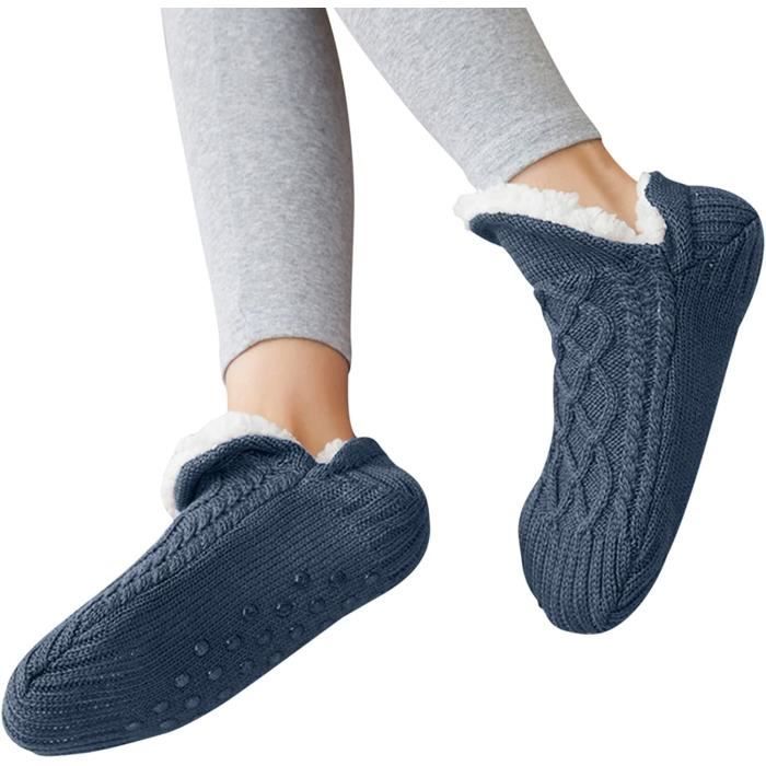 Chausson Chaussette Antidérapant Adulte/Enfant - Bleu Marine - Confortable  et Chaud - Semelles Antidérapantes bleu marine - Cdiscount Chaussures