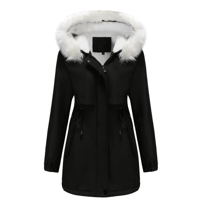 Manteau militaire epais d hiver pour femmes Marque Modele Chaud Capuche amovible Noir Noir Cdiscount Pret a Porter