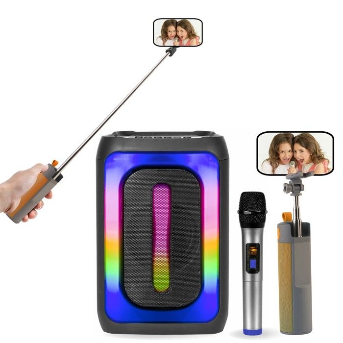 Enceinte Karaoké Portable Ibiza KARAHOME Avec 2 Micros Sans Fil - Bluetooth, Lumières, 120W