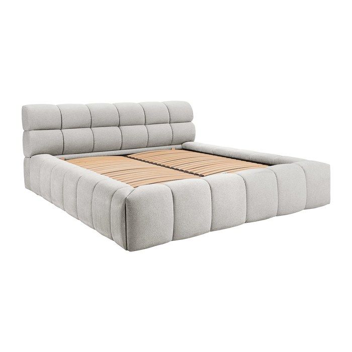 Lit coffre 180 x 200 cm - Tissu - Gris clair - FORVIK