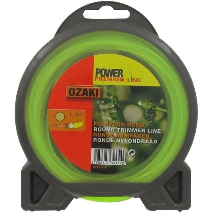 JARDIN PRATIQUE Fil nylon rond premium line OZAKI pour débroussailleuse - Ø 1,6 mm - L 15 m