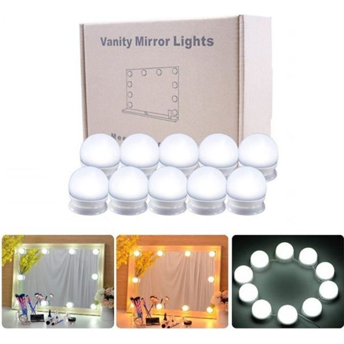 Kit d'ampoules LED (10 Ampoules) Miroir de courtoisie Miroir Vanity Lampe  PC - Cdiscount Maison