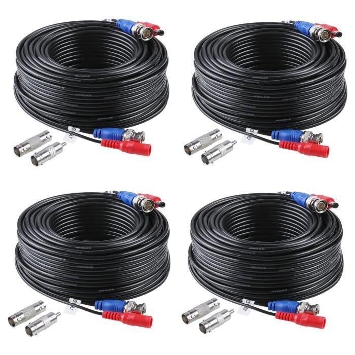 Sannce 30m Cable De Video Dc Power Connecteur Bnc Video 4pcs Pour Cctv Camera Dvr Noir Cable Tv Video Son Avis Et Prix Pas Cher Cdiscount