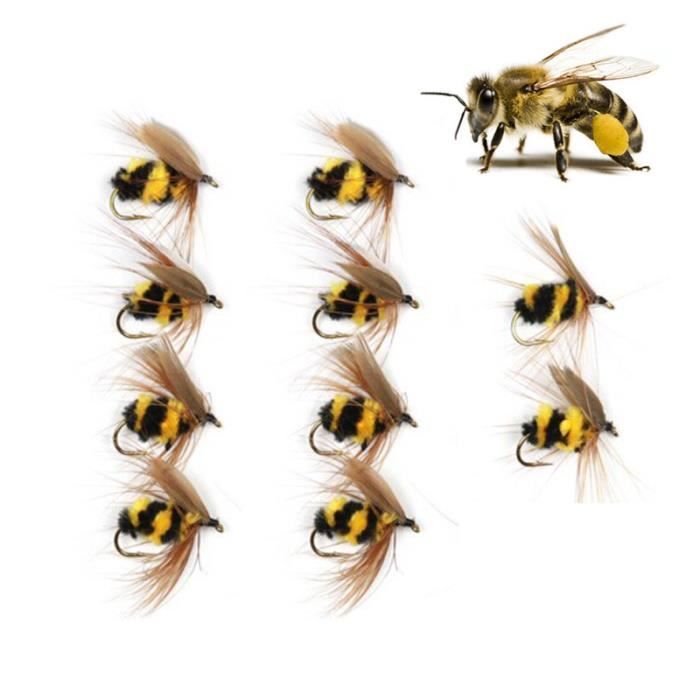 30 Leurres De Pêche Abeille Bourdon Mouche – Hameçons Truite #10