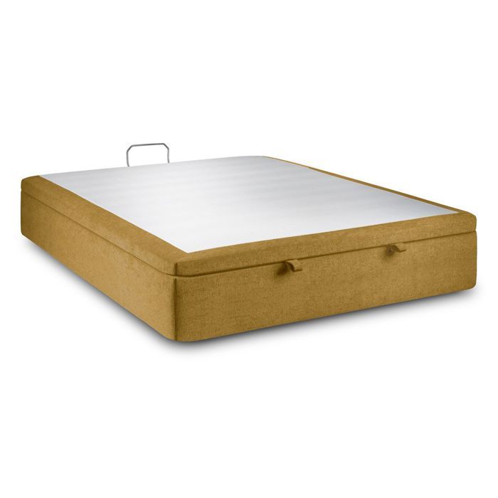 Sommier Coffre Tissu Jaune 200x200 H39cm Sommeil de plomb - Sommier en bois massif avec Pieds bois 10 cm Sommier Coffre Tissu Jaune 200x200 H39cm Sommeil de plomb - Sommier en bois massif avec Pieds bois 10 cm