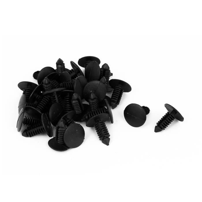 50 x Plastique Noir Sapin TRIM CLIPS 6 mm Trou 14 mm Tête Voiture Universel Bouchons