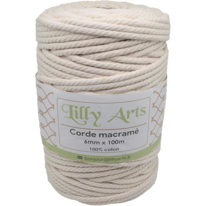 Cordon en coton tressé gris 5 mm : corde en macramé de 100 m - France
