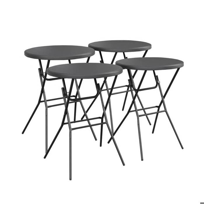 sweeek Lot de 4 tables de réception tables mange debout pliantes acier gris foncé GALA X4
