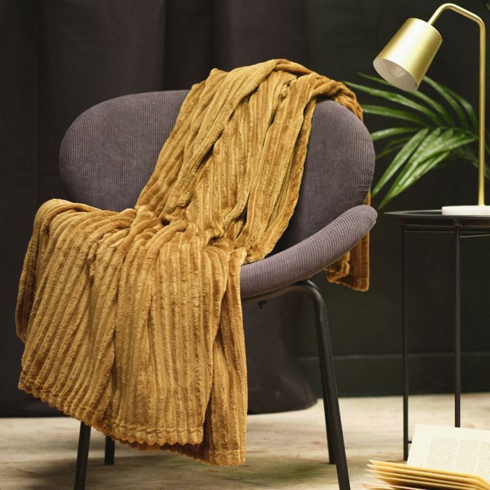 Plaid cotelé uni ESSENTIAL - TODAY - Bronze 150x200 cm