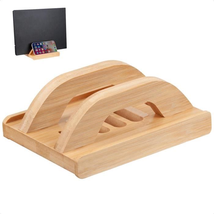 Support Ordinateur Portable Vertical Bambou, Support Pc Portable