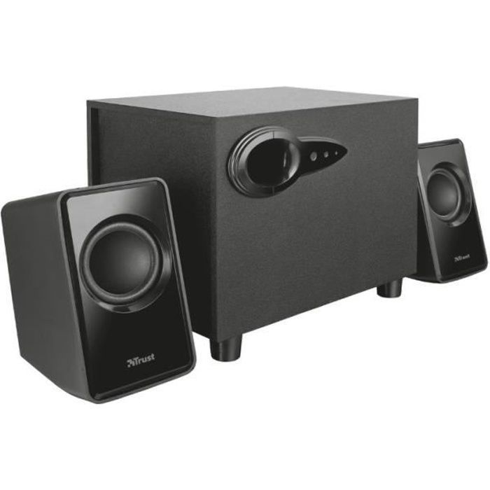 Trust Avora Enceinte PC 2.1 Caisson de Basses en Bois 18W (9W RMS) USB Jack 35 mm Système denceintes Compactes