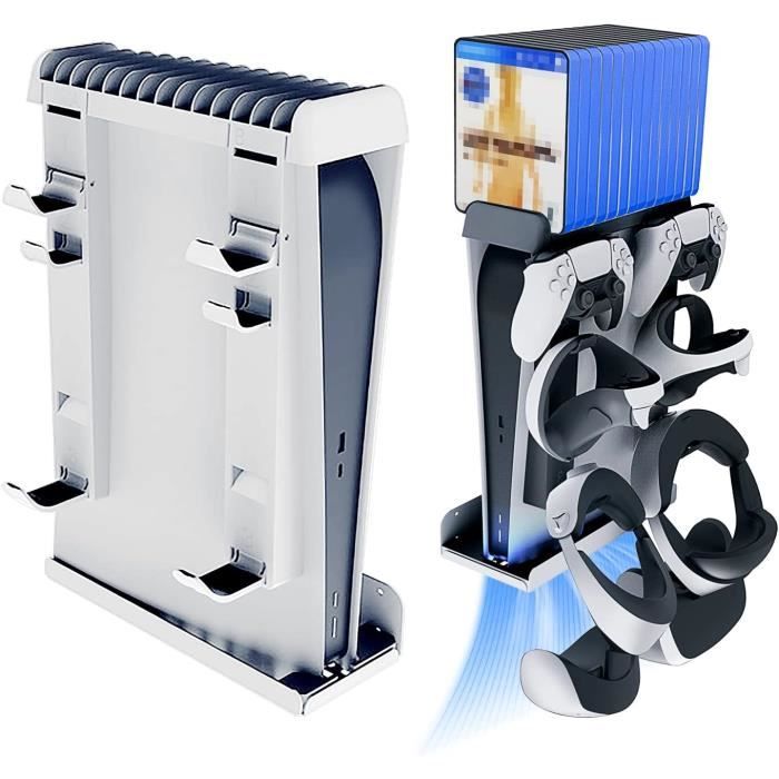 Support Mural Pour PlayStation 5 - Blanc - Avec Supports Manette Et Casque - Ventilation Incluse