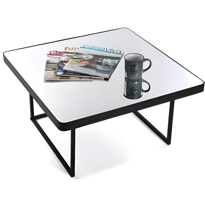 table basse plateau miroir carrée oporto - versa - noir - hauteur 38 cm - largeur 75 cm - forme carré