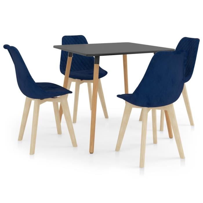 magnifique•) best 5 pcs ensemble de salle à manger jille - lot d'une table avec 4 chaises de cuisine bleu fr2708