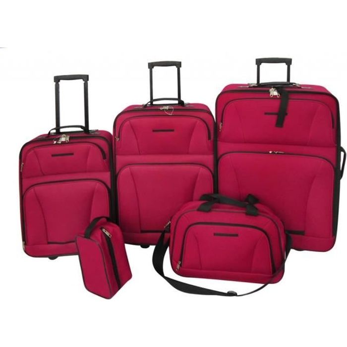 vidaxl set de valises rouges 5 pièces