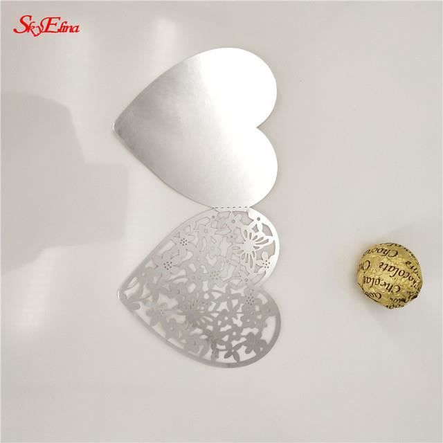 50 Cartes De Place En Forme De Cœur Rouge - Marque-place Mariage, Fête, Dîner Avec Support Pour Verre | Design Découpé Romantique
