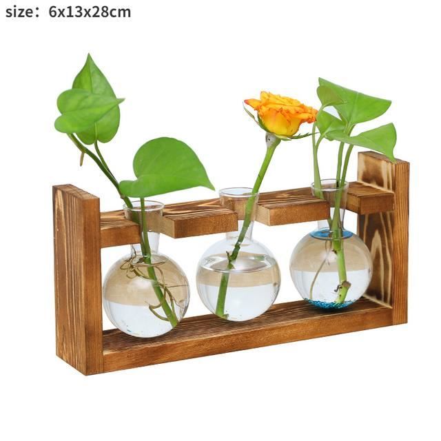 VASE,Lac bleuVases à plantes hydroponiques en bois, Pot de fleur