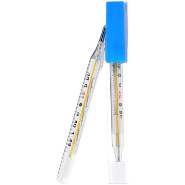 YYV Thermomètre médical en verre à mercure, mesure de la température corporelle pour bébé adulte, paquet de 2