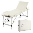 3 Section Table de Massage Pliante Portable Lit de Massage Hauteur réglable 60 cm de large,Blanc-1