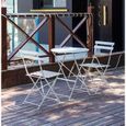 HUOLE 3PCS-1 Table ronde 60*60 cm avec 2 chaises pliantes en acier (blanc) - Kit petit patio pour bistros, balcon, jardin-1