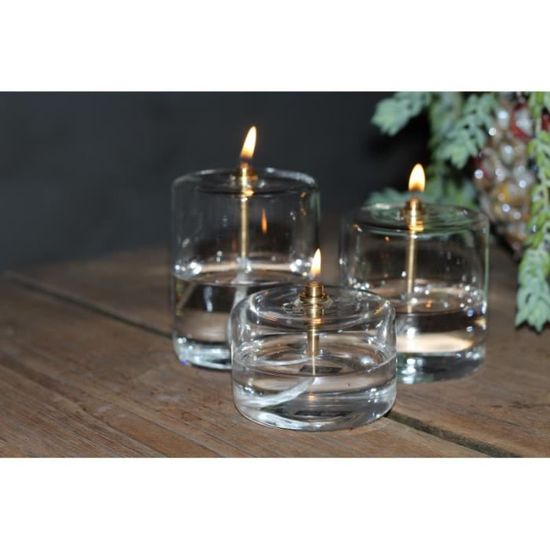 Peri Glass 1246 Lampe /à Huile Ronde en Verre GM 13cm Support M/èche Acier Laitonn/é