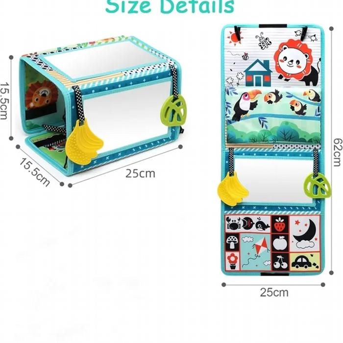 RapJoy Miroir Eveil Montessori Noir Et Blanc – 0-12 Mois, Livre Tissu, Dentition, Pliable