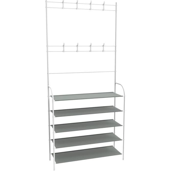 SoBuy FHK26-N Portemanteau Mural Meuble d'Entrée Vestiaire Portant à Vêtements Étagère