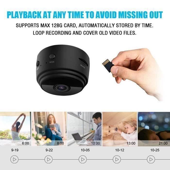 DVONE Mini Caméra Espion WiFi 1080P HD - Caméra De Surveillance Intérieur/Extérieur Sans Fil Avec Audio Et Vidéo - Batterie Longue Durée