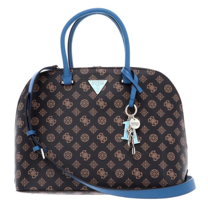 GUESS Large Dome Satchel Maddy Large Dome Satchel Brown Blue 88633 Marron Bleu Beige Cdiscount Bagagerie Maroquinerie