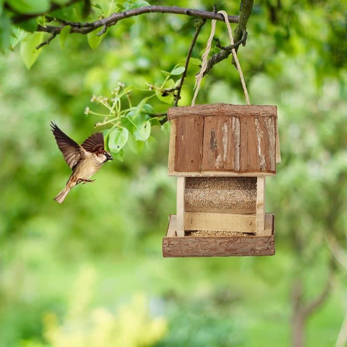 Abri kiosque avec mangeoire sur pied pour oiseaux sauvages - Hauteur de 110  cm - Le Poisson Qui Jardine