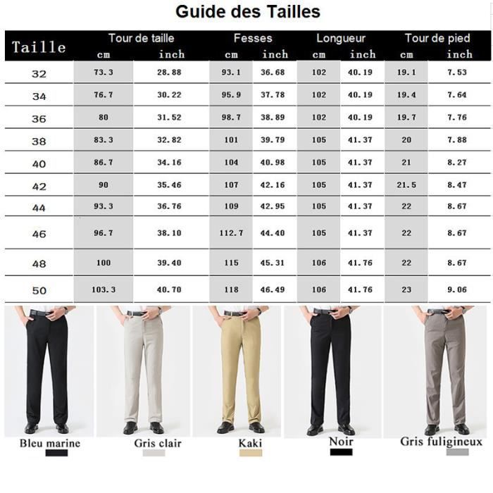 Taille pantalon hotsell homme fr