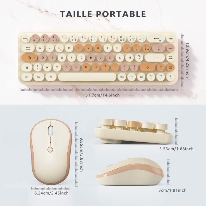 Clavier Et Souris Ergonomiques Sans Fil AZERTY Français – Silencieux – Neufs