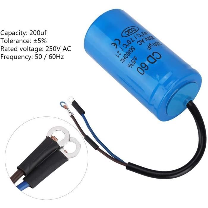 Condensatore Di Avviamento CD60 250V 300μF – A Prova Di Esplosione – Per Motori Di Frigoriferi, Condizionatori, Pompe – Accessorio Elettrico