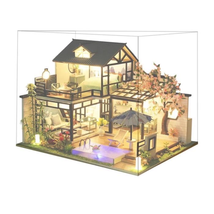 Kit de Maison de poupées miniatures avec Meubles et lumière LED à