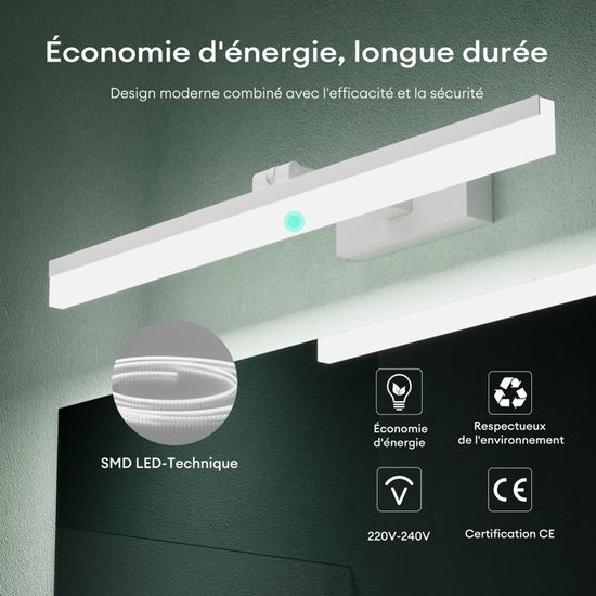 Lampe De Miroir De Maquillage LED Dimmable - Jinlaili - 10 Ampoules Style Hollywood, 3 Couleurs Réglables, Installation Ventouse Ou Adhésif - USB, Pour Coiffeuse, Salle De Bain