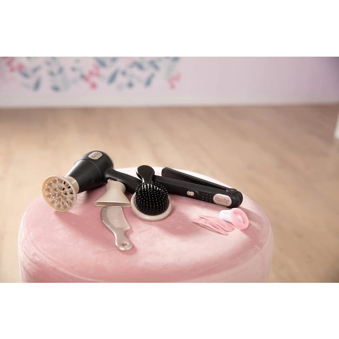 Coffret Coiffure Et Maquillage Rose – Sèche-cheveux, Lisseur, Pinceaux, Malette – Jeu De Rôle Dès 3 Ans