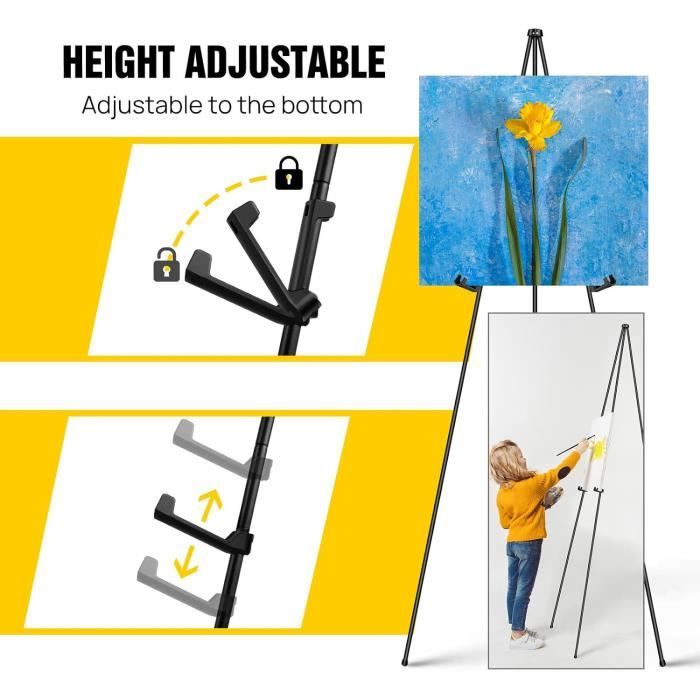 Trépied Pliable Portable Pour Tableau D'affichage Et Horloge LED - Aluminium Léger, Hauteur Réglable Jusqu'à 180 Cm